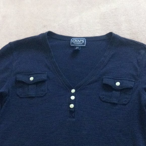 Chaps Womens' Henley Shirt 3/4 Sleeve, Sz. S - Picture 2 of 5
